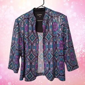 K Studio Collection Women's Purple and Blue Jacket shiny size 18